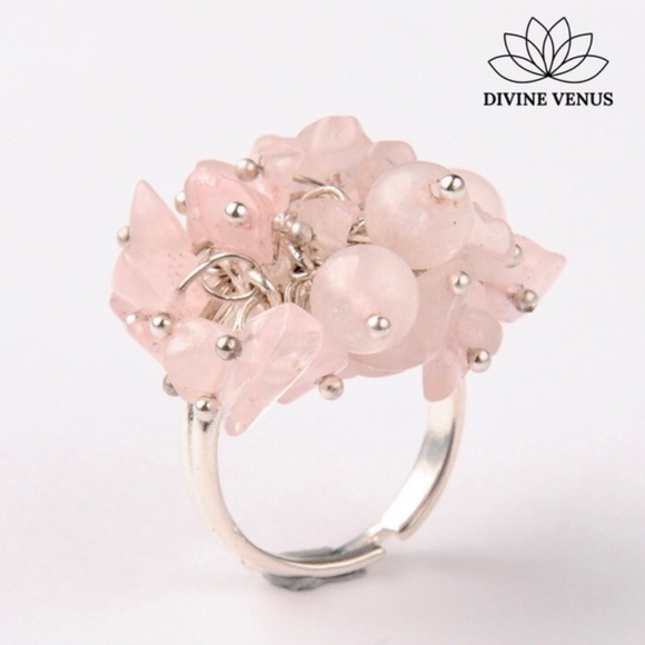 Rose Quartz Adjustable Ring - Picture 1 of 7